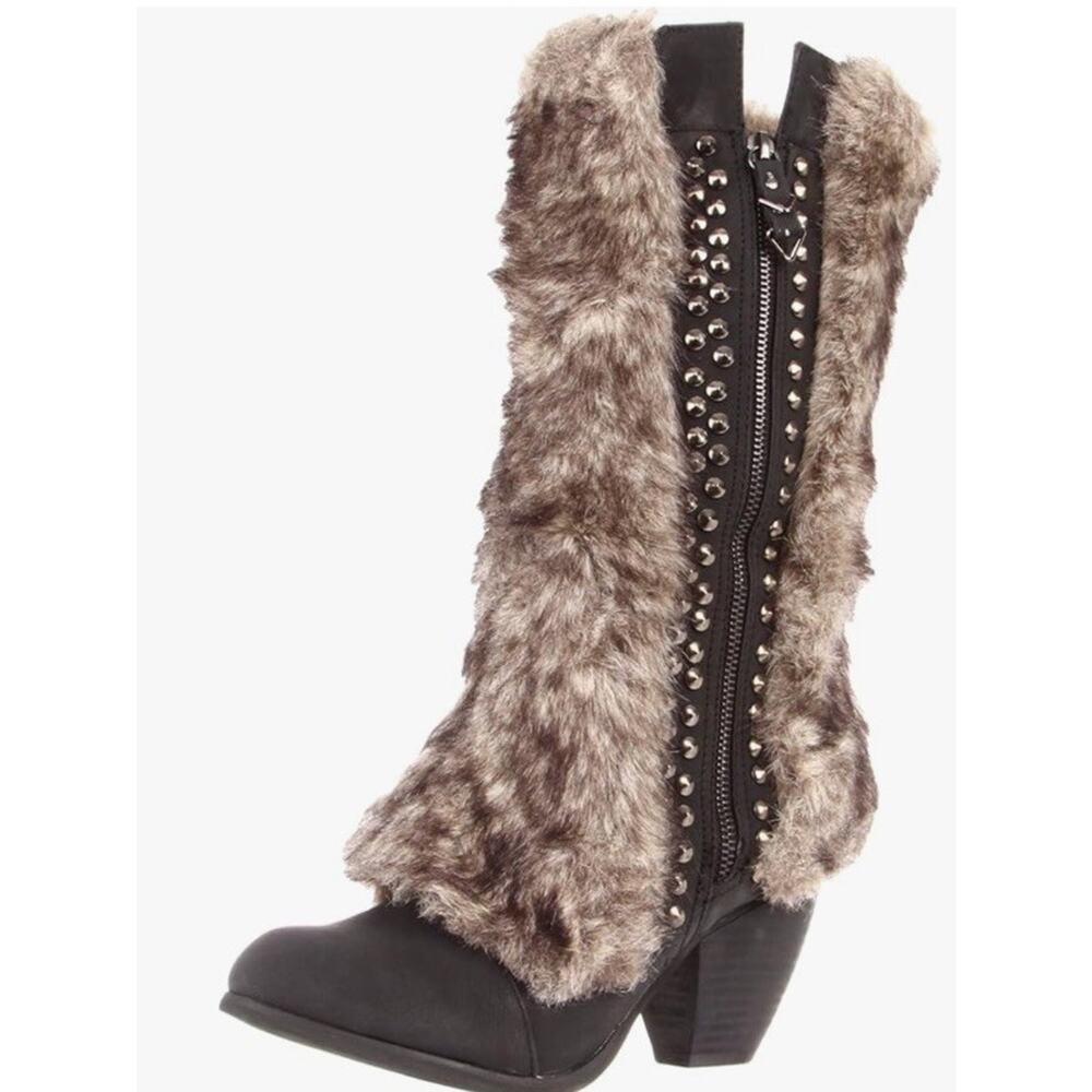 Not Rated Fur‎ Suede Studded Size 6.5 Festival Gorgeous Boho Y2K